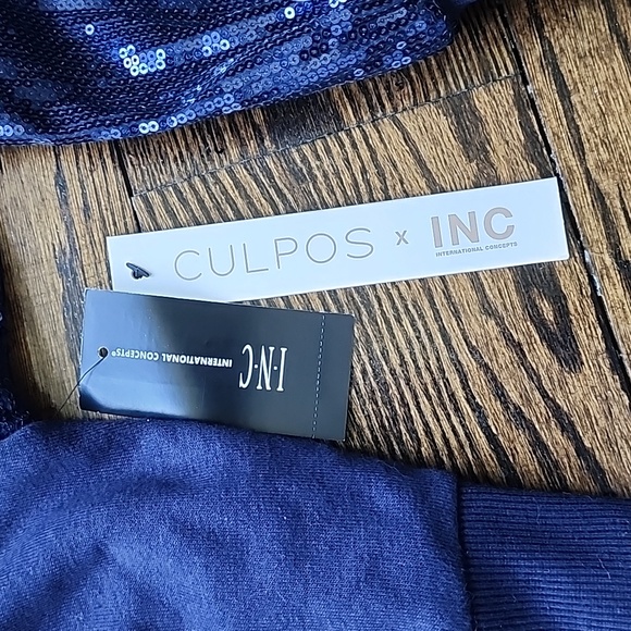 Culpos x INC Collection at Macy's Sequin French Terry Cropped Sweatshirt - Picture 4 of 8